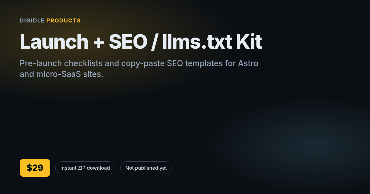 Launch Checklist + SEO / llms.txt Kit
